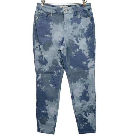 LOGO Lori Goldstein Brook Blue Petite Printed Stretch Twill Ankle Jeans Size 2P - Picture 2 of 10